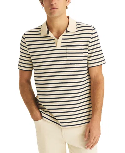 Nautica Men's Striped Short Sleeve Polo Shirt In Neutral