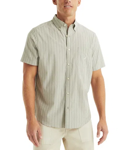 Nautica Mens Big & Tall Striped Short-sleeve Shirt In Convoygrn