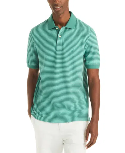 Nautica Men's Striped Spread Collar Polo Shirt In Green