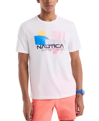 Nautica Men's Sunset Riders Logo Graphic T-shirt In White