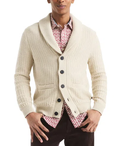 Nautica Men's Textured Long Sleeve Cardigan Sweater In Neutral