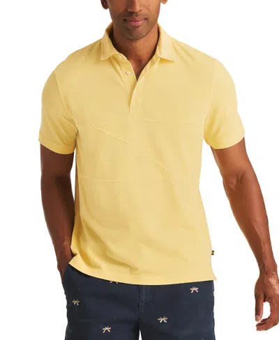 Nautica Men's Textured Pieced Pique Short Sleeve Polo Shirt In Mellow Yellow