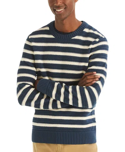 Nautica Mens Textured Striped Crewneck Sweater In Black