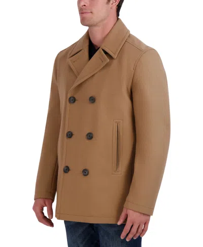 Nautica Men's Three-button Pea Coat In Camel