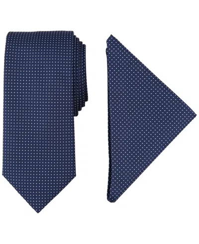 Nautica Men's Tjorn Dot Te & Pocket Square Set In Navy