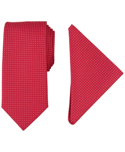 Nautica Men's Tjorn Dot Te & Pocket Square Set In Red