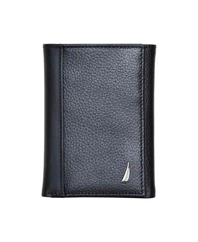 Nautica Men's Trifold Leather Wallet In Black
