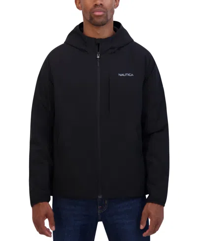 Nautica Men's Water-resistant Transitional Hooded Jacket In Black