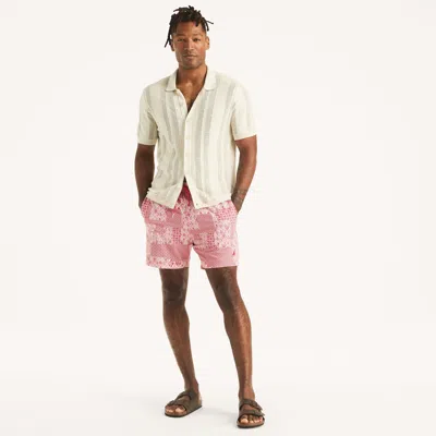 Nautica Mens 6" Printed Quick-dry Swim In Neutral