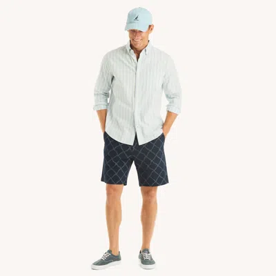 Nautica Mens 8.5" Printed Stretch Deck Short In Blue