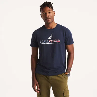 Nautica Mens Americana Foil Graphic T-shirt In Blue