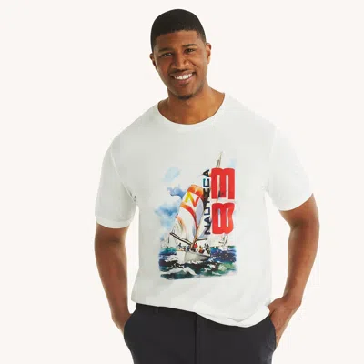 Nautica Mens Big & Tall '83 Graphic T-shirt In White
