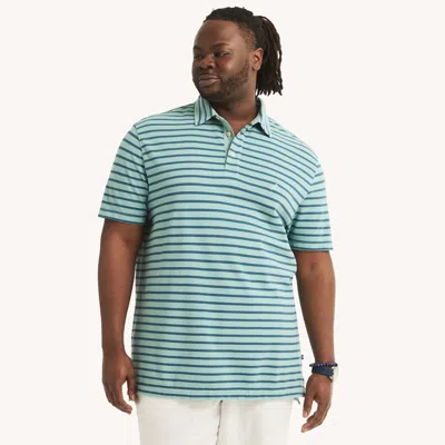 Nautica Mens Big & Tall Classic Fit Deck Striped Polo In Green