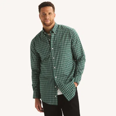 Nautica Mens Big & Tall Classic Fit Plaid Shirt In Green