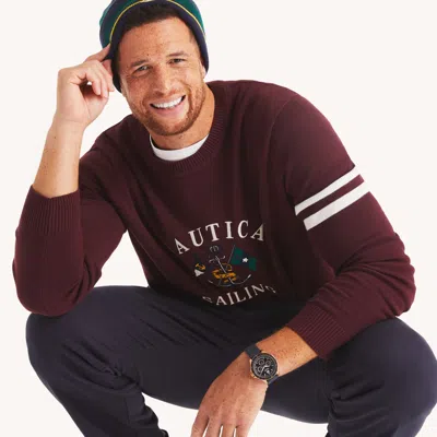 Nautica Mens Big & Tall Embroidered Crewneck Sweater In Multi