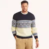 Nautica Men's Long Sleeve Fair Isle Crewneck Sweater In Blue