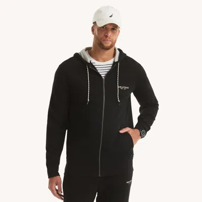 Nautica Mens Big & Tall Full-zip Fleece Hoodie In Black