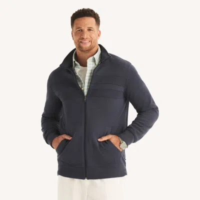 Nautica Mens Big & Tall Full-zip Mock-neck Sweatshirt In Gray