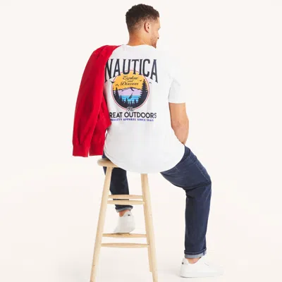 Nautica Mens Big & Tall Great Outdoors Graphic T-shirt In White