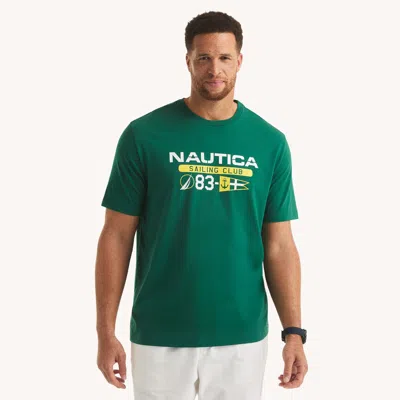 Nautica Mens Big & Tall Heritage Logo Graphic T-shirt In Green