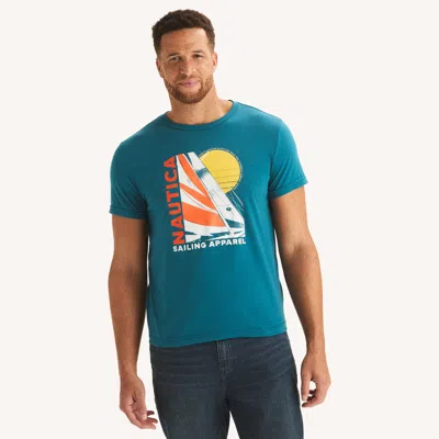 Nautica Mens Big & Tall Modern Sailing Graphic T-shirt In Blue