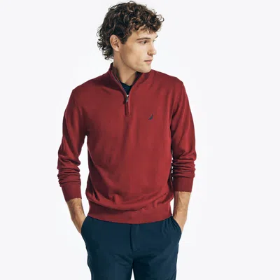 Nautica Mens Big & Tall Navtech Quarter-zip Sweatershirt In Autumn Berry