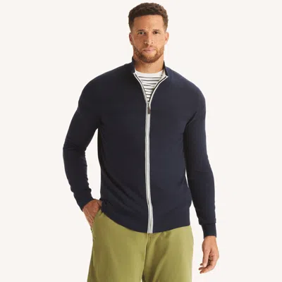 Nautica Mens Big & Tall Performance Mock-neck Full-zip Sweater In Blue