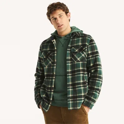 Nautica Mens Big & Tall Plaid Faux Shearling Shirt In Multi