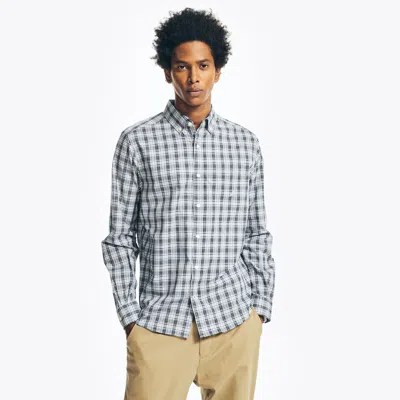 Nautica Mens Big & Tall Plaid Poplin Shirt In Beige