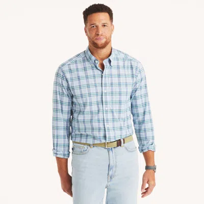 Nautica Mens Big & Tall Plaid Shirt In Blue
