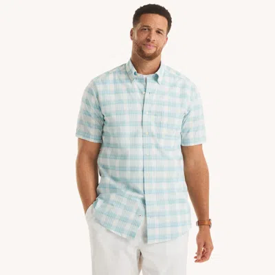 NAUTICA MENS BIG & TALL PLAID SHORT-SLEEVE OXFORD SHIRT
