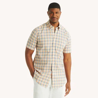 Nautica Mens Big & Tall Plaid Short-sleeve Shirt In White