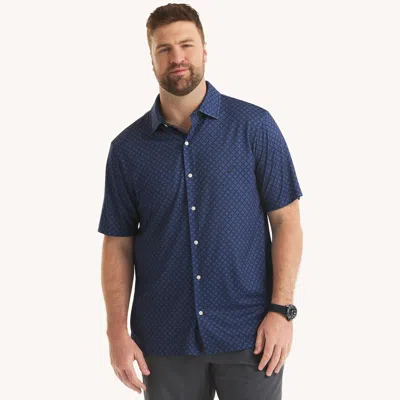Nautica Mens Big & Tall Printed Classic Fit Button-down Polo In Blue