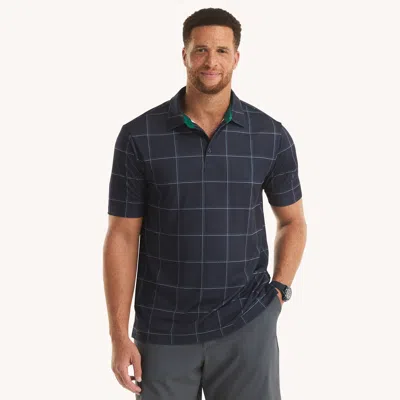Nautica Mens Printed Golf Fit Polo In Black