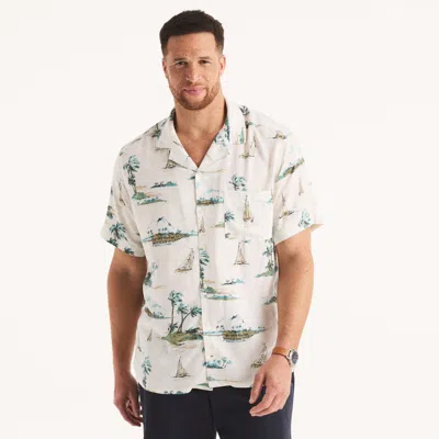 Nautica Mens Big & Tall Printed Short-sleeve Shirt In White