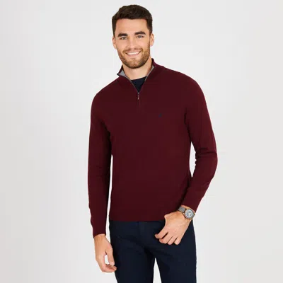 Nautica Mens Big & Tall Quarter-zip Mock-neck Sweater In Red