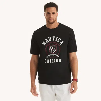 Nautica Mens Big & Tall Sailing Graphic T-shirt In Black