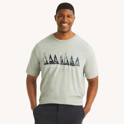 Nautica Mens Big & Tall Sailing Regatta Graphic T-shirt In Grey