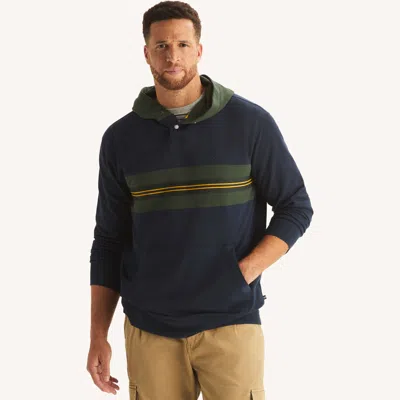 Nautica Mens Big & Tall Snap-button Fleece Hoodie In Blue