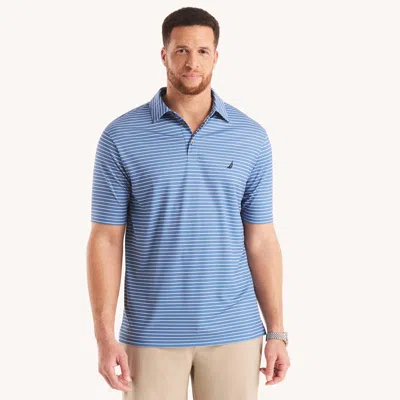 Nautica Mens Big & Tall Striped Classic Fit Polo In Blue
