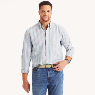 Nautica Mens Big & Tall Striped Oxford Shirt In Blue
