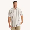 Nautica Men's Short Sleeve Striped Button-down Shirt In White