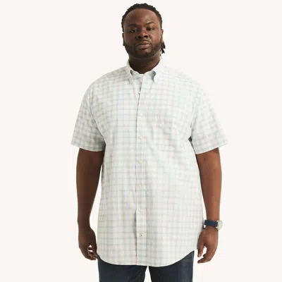 Nautica Mens Big & Tall Sustainably Crafted Classic Fit Plaid Short-sleeve Shirt In White