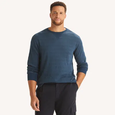 Nautica Mens Big & Tall Waffle Crewneck Sweater In Blue
