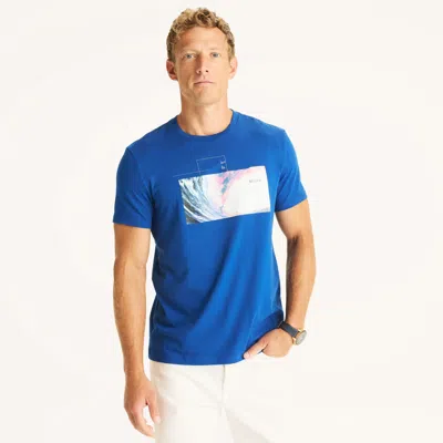 Nautica Mens Big Wave Tour Graphic T-shirt In Blue