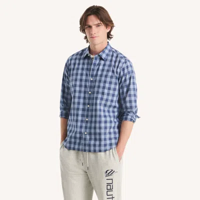 Nautica Mens Buffalo Plaid Classic Fit Shirt In Blue