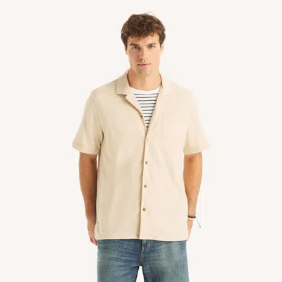 Nautica Mens Classic Fit Short-sleeve Linen Shirt In Neutral