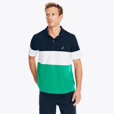 Nautica Mens Classic Fit Colorblock Polo In Blue