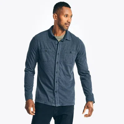 Nautica Mens Classic Fit Cotton-knit Shirt In Blue