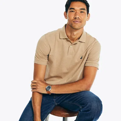 Nautica Mens Classic Fit Heather Deck Polo In Beige